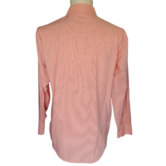 Calvin Klein SZ 15.5 Slim Fit Stretch Orange & White Check Men's Button Up Shirt - Picture 2 of 14